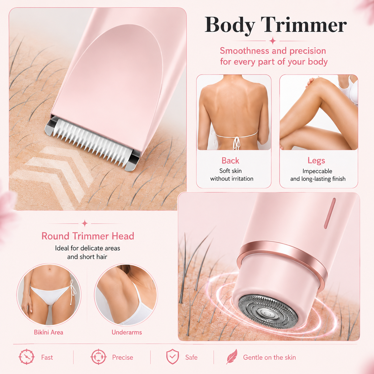 2-in-1 Women's Trimmer — Electric Shaver & Razor, Rechargeable Wet & Dry