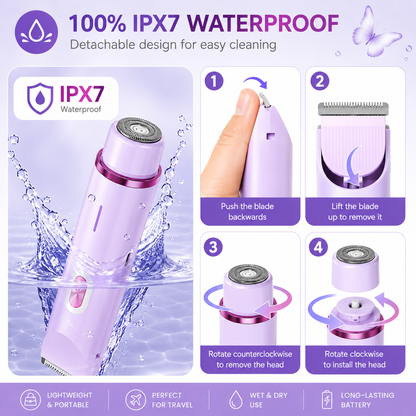 2-in-1 Women's Trimmer — Electric Shaver & Razor, Rechargeable Wet & Dry